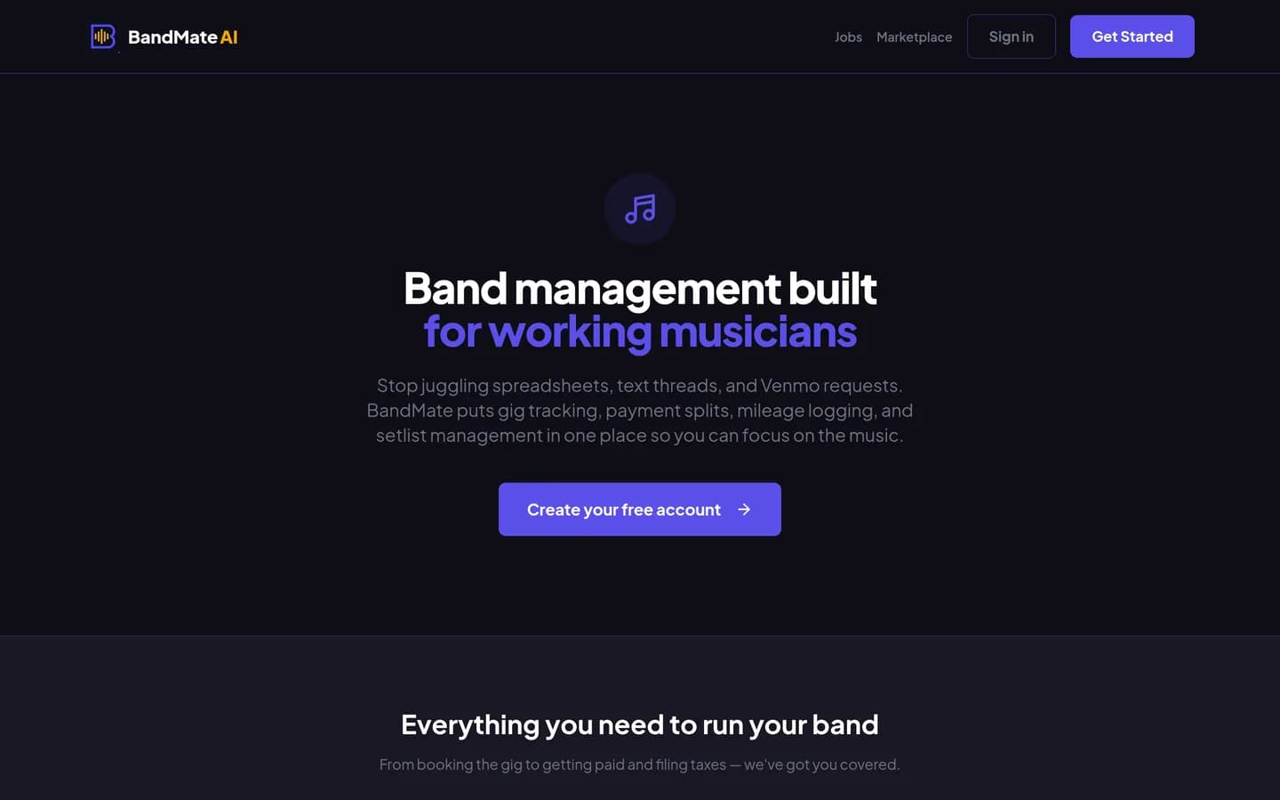 BandMate AI for musicians — band management built for working musicians