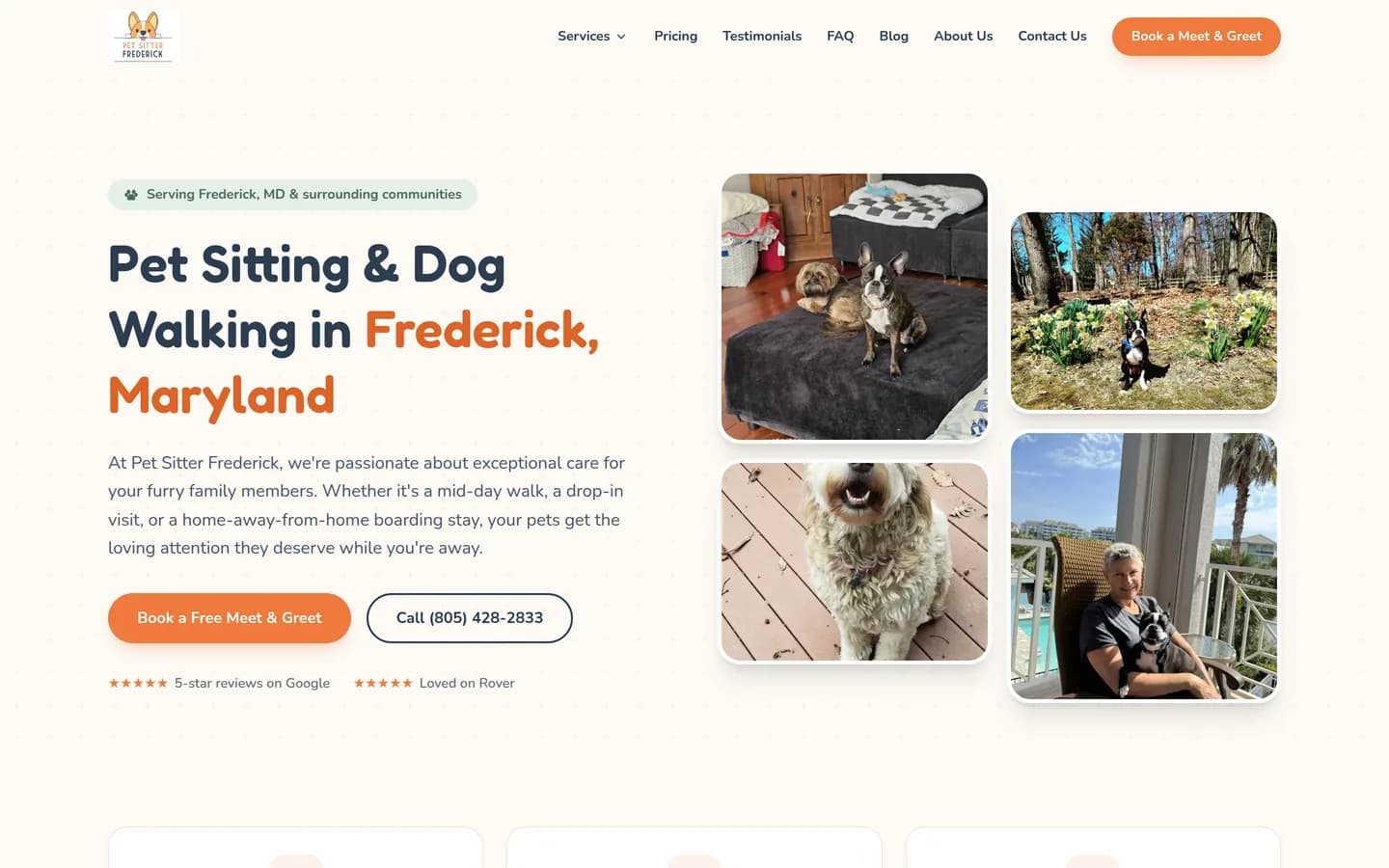 Pet Sitter Frederick homepage — pet sitting and dog walking in Frederick, Maryland